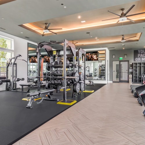 Fitness Center Bainbridge Market Commons on-site fitness center with cardio machines and weight equipment